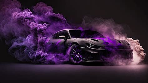 purple, masina, black, dust, supercar, car, smoke, drift, HD wallpaper ...