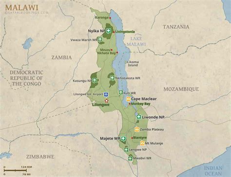 Malawi Map – Detailed Map of Malawi National Parks