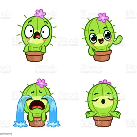 Cactus Emoji Sticker Character Stock Illustration - Download Image Now ...