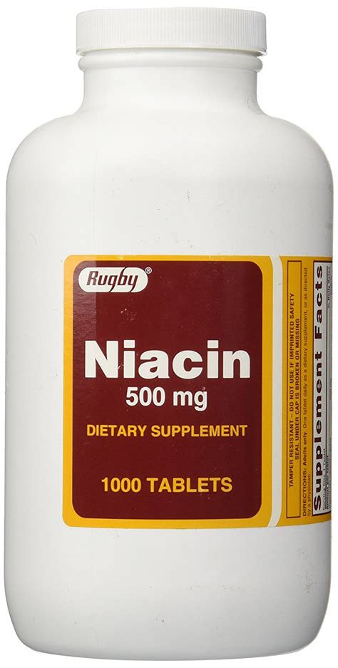 Rugby Niacin, Dietary Supplement Tablets, 500mg, 1000 - Count - Walmart ...