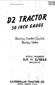 Caterpillar D2 parts catalog • Tractor Manuals Downunder