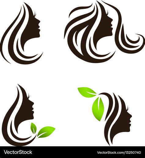 Woman beauty hair spa salon logo design set Vector Image