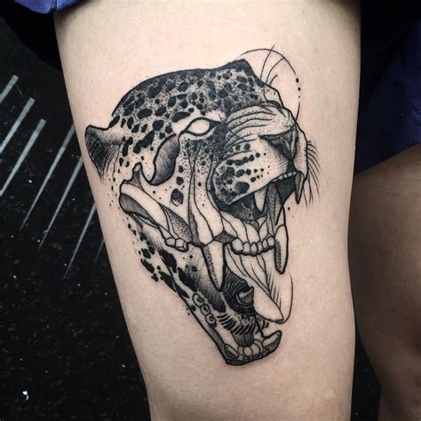 Jaguar skull tattoo by Daniel rozo , tatuaje blackwork | Tattoos, Upper ...