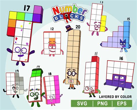 Number blocks 11-20 svg bundle, ready for cricut, digital file ...