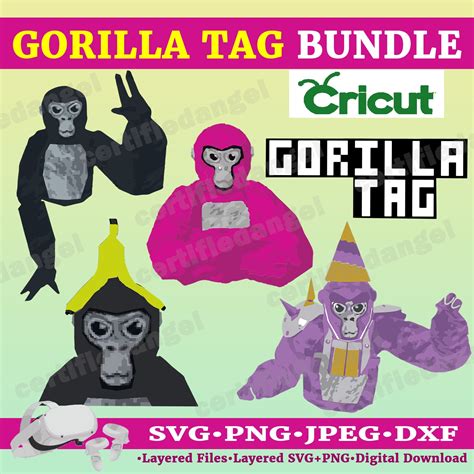 Gorilla Tag Character Cricut Bundle Gorilla Tag Vector Art SVG Layered ...