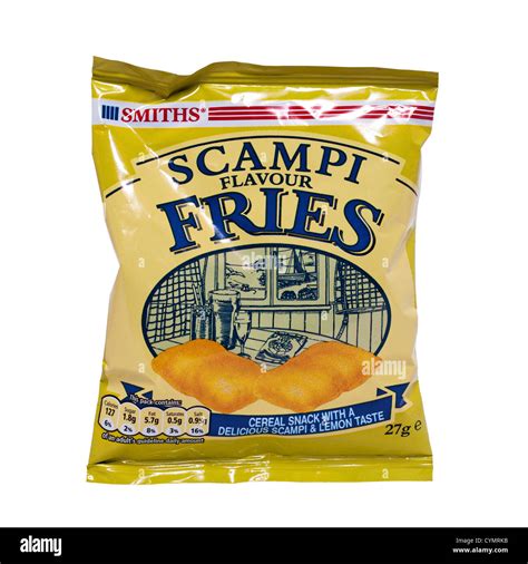 A packet of Smiths Scampi flavour Fries on a white background Stock ...