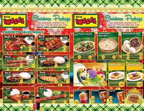 Menu at Mang Inasal restaurant, Santa Cruz, P. Guevarra Ave