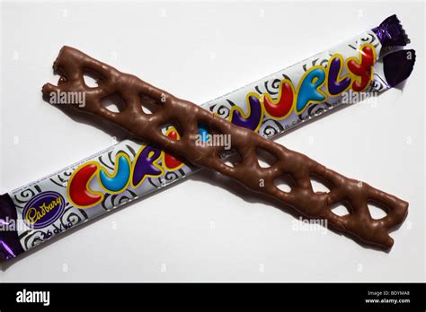 Cadbury curlywurly curly wurly chocolate bar removed from wrapper set ...