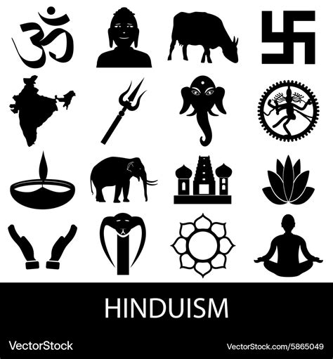 Hinduism religions symbols set of icons eps10 Vector Image