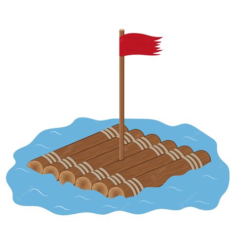 Premium Vector | Wooden raft with flag color isolated vector ...