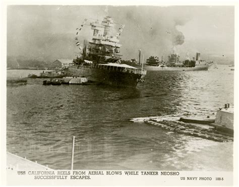 USS California (BB-44) lists in Pearl Harbor on 7 December 1941 | The ...