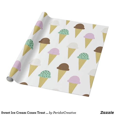 Sweet Ice Cream Cones Treat Party Wrapping Paper | Zazzle | Birthday ...