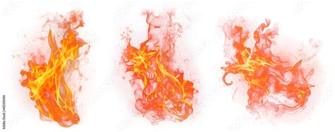 ภาพประกอบสต็อก Fire collection. Realistic Fire Flames transparent ...