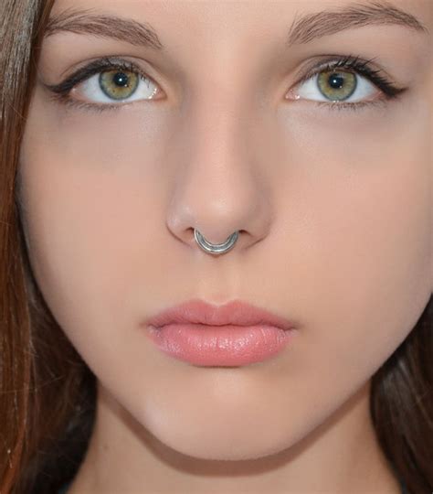 SEPTUM RING // Silver Septum Piercing Small Nose Ring | Etsy