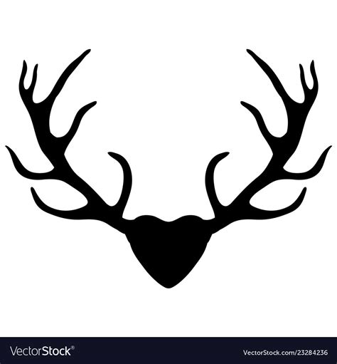 Deer antlers silhouette isolated on white Vector Image