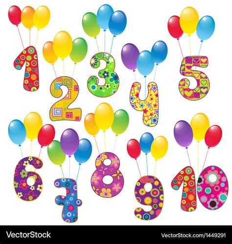 Numbers with balloons Royalty Free Vector Image