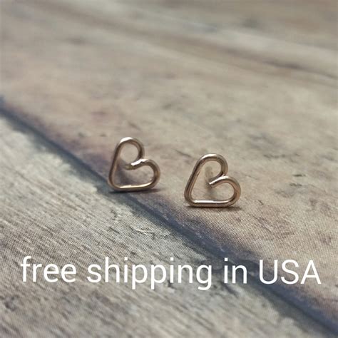 Rose gold earrings heart FREE SHIPPING love | Etsy