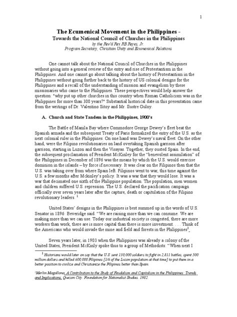 The Ecumenical Movement in The Philippines | PDF | Ecumenism ...