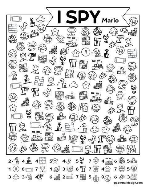 Free Printable I Spy Super Mario Activity - Paper Trail Design