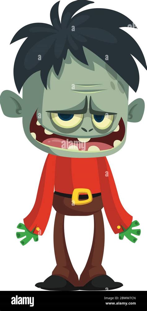 Cartoon funny zombie. Halloween vector illustration of zombie Stock ...