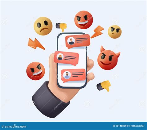 Bully, Dislike, Mockery Online Social Media In Computer. Emoji In ...