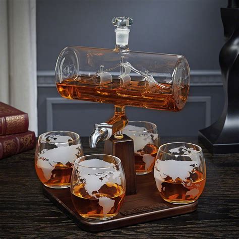 Buy/Send Sailing Ship Whiskey Decanter Set With 4 Globe Glasses Online ...