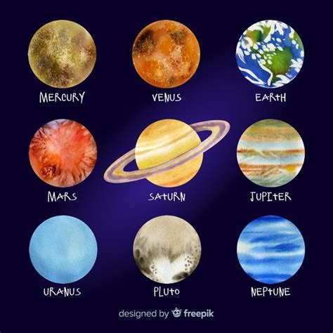 Free Vector | Colourful watercolor planets collection | Planet drawing ...