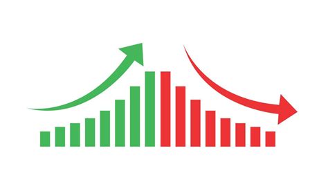 Graph going Up and Down sign with green and red arrows vector. Flat ...