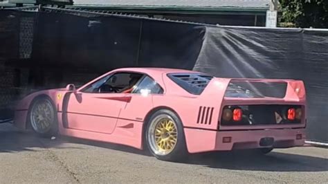 Driver Loses Control Of Pink Ferrari F40, Crashes Into Fence