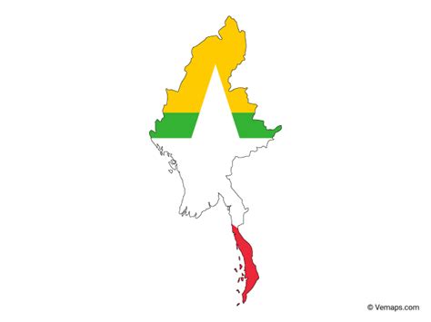 Flag Map of Myanmar | Free Vector Maps Map Vector, Vector Free, Outline ...