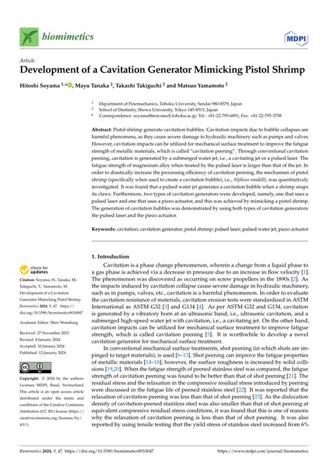 (PDF) Development of a Cavitation Generator Mimicking Pistol Shrimp