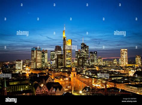 Frankfurt skyline at night Stock Photo - Alamy