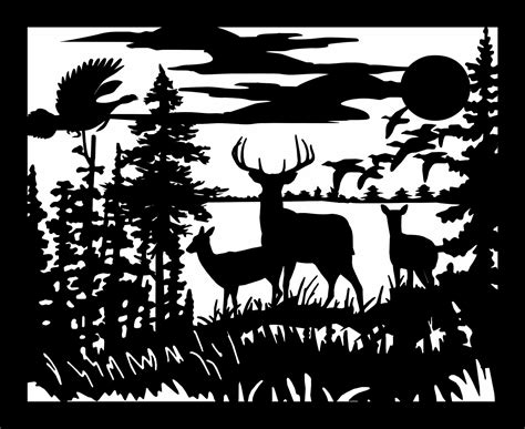 Deer In Forest Svg Silhouette - SVG images Collections