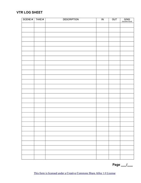 Printable Blank Log Sheet Template - Printable Form, Templates and Letter