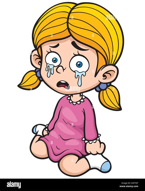 Vector illustration of Cartoon girl crying Stock Vector Art ...