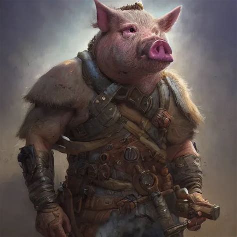 a humanoid pig wearing a piece of armor, fantastical, | Stable ...