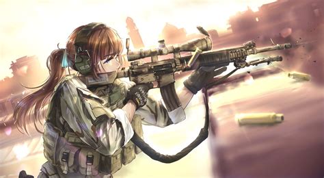 Anime Soldier with Weapon - HD Wallpaper by 炭涂