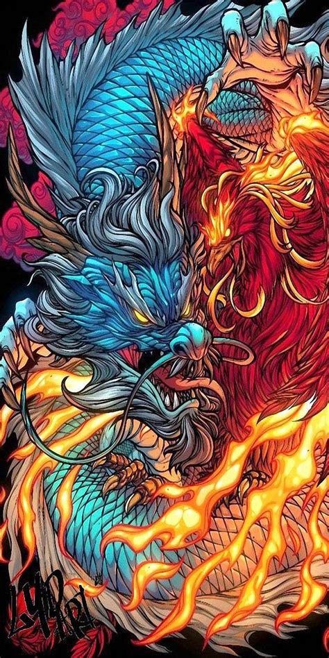 dragon phone wallpapers colorful background in 2022 | Gambar naga, Seni ...