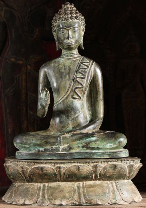 Thai Brass Seated Cambodian Style Vitarka Teaching Buddha Statue on ...