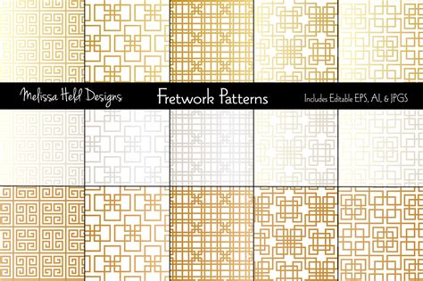 Metallic Fretwork Patterns ~ Graphic Patterns ~ Creative Market