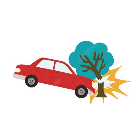 Red Car Crash Hit A Tree Illustration, Car, Crash, Tree PNG and Vector ...