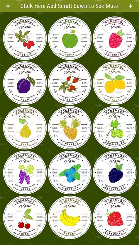 Jam Labels Design Template vol.1 | Jam label, Jam jar labels, Label design