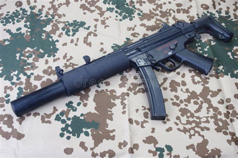 Submachine Gun MP5 with Silencer Stock Image - Image of rescue, force ...