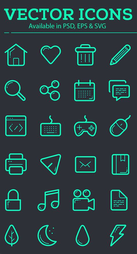 Vector Icon Set – 100+ Icons Free Download | Icons | Graphic Design ...