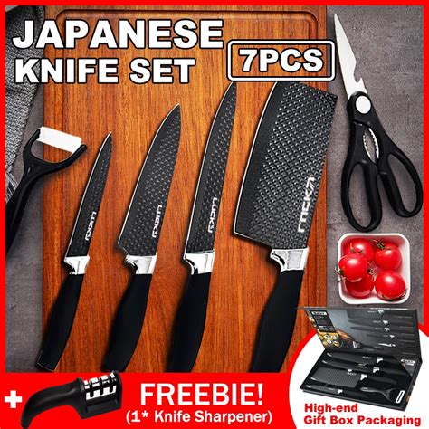 Japanese Knife Set 6PCS Kichen Knife Set with Sharpener Knifes Holder ...