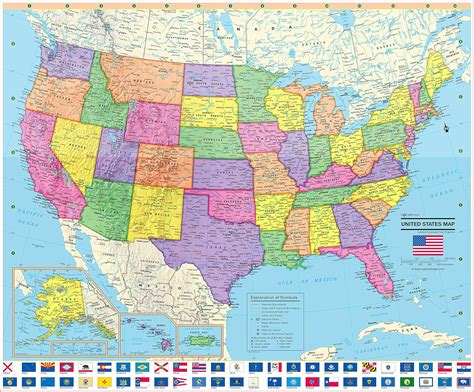 United States Wall Map Usa State Flags Poster By Coolowlmaps | Images ...