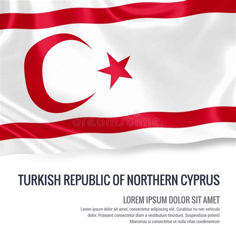 Silky Flag Of Turkish Republic Of Northern Cyprus Waving On An Isolated ...