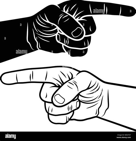 Pointing hand. Vector illustration of a pointing finger. Hand-drawn ...