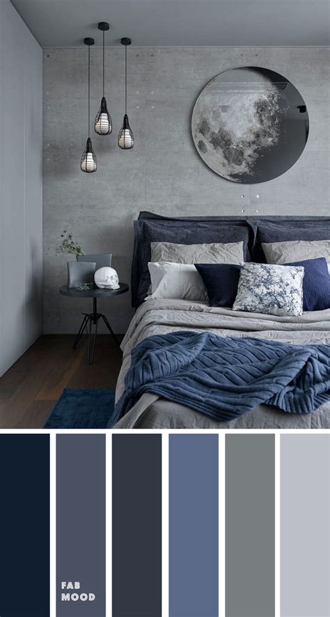 Grey and Dark blue Bedroom Color Scheme , Grey bedroom color ideas