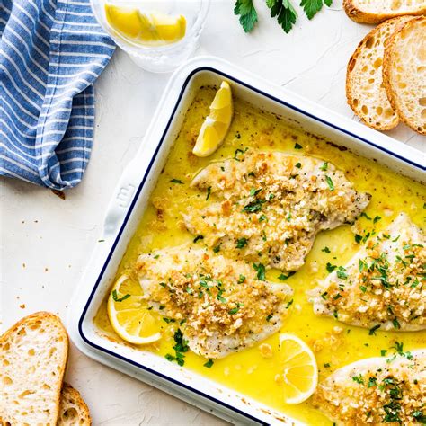 Baked Flounder Recipe with Lemon Butter Garlic Sauce - CucinaByElena